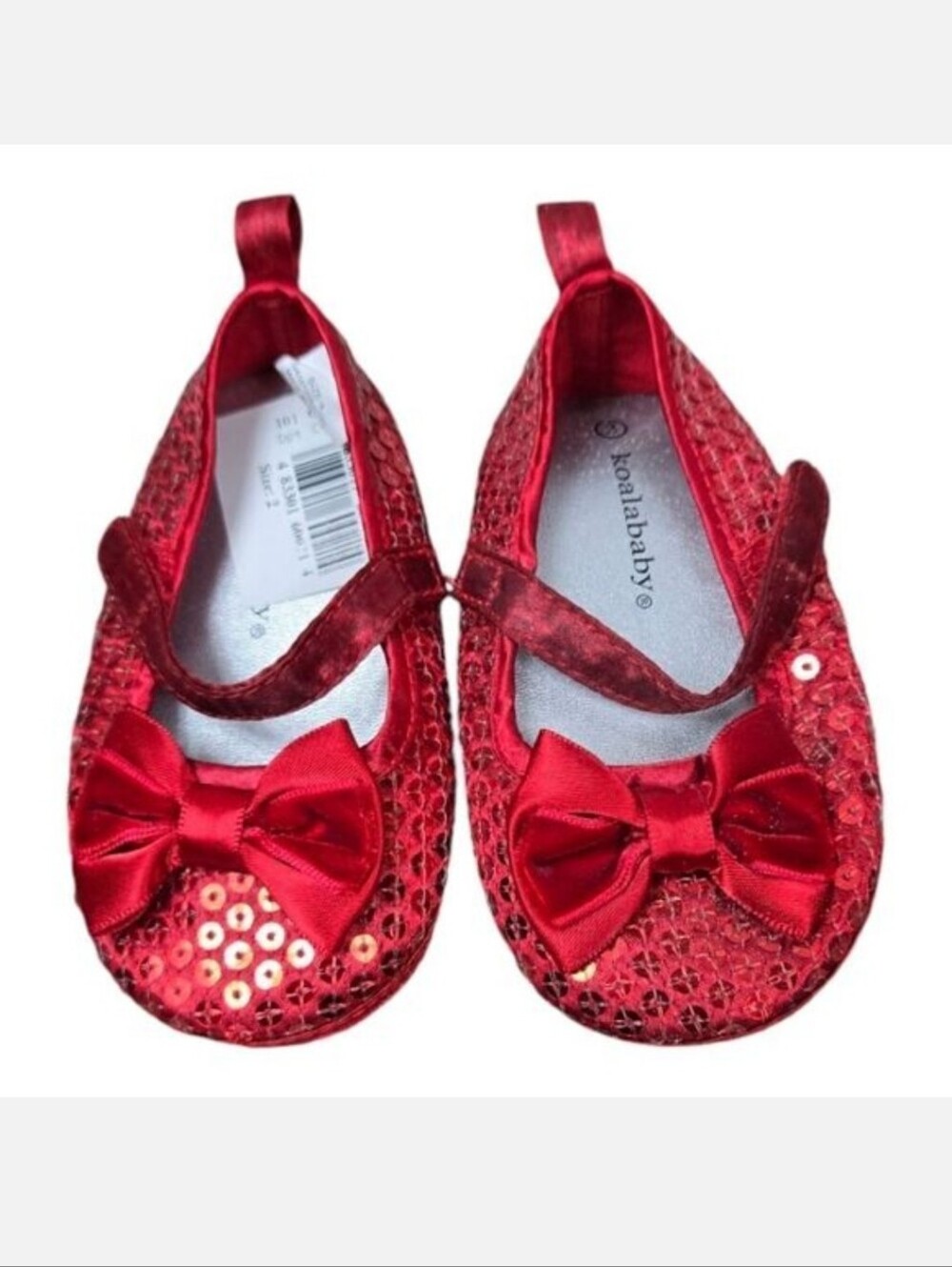 Baby Girl NWT Ruby Slippers Red Sequin Bow Ballet Flats Crib Shoes Wizard of Oz